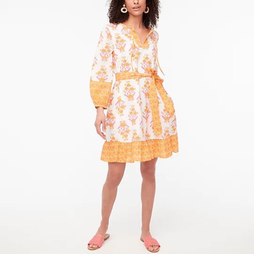 J. Crew Factory Long Sleeve Block Print Midi Dress